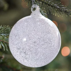 Clear Glass Bauble With Ice Finish | 10 Cm