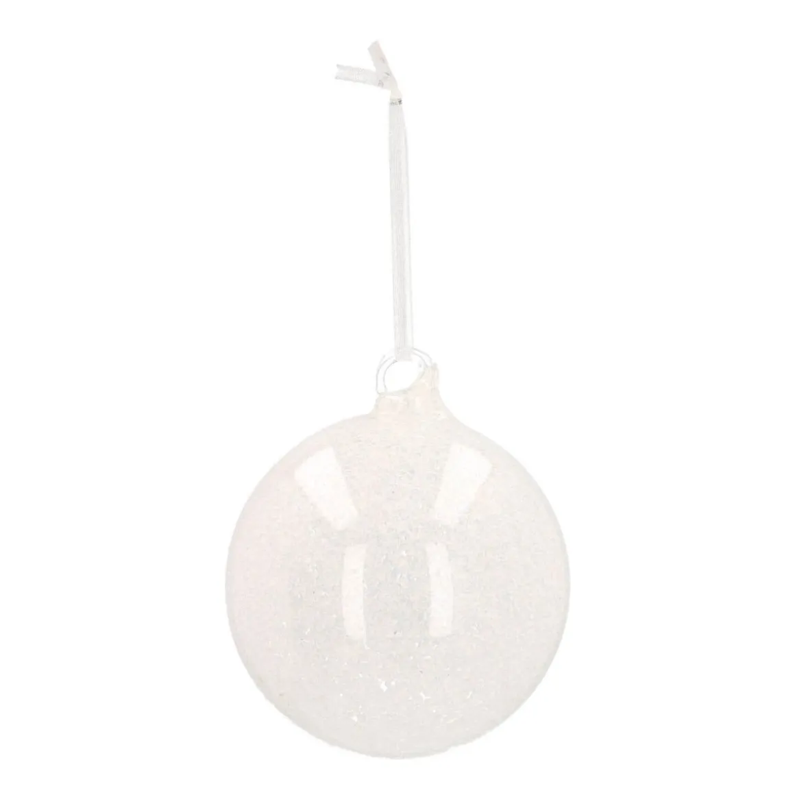 Clear Glass Bauble With Ice Finish | 10 Cm