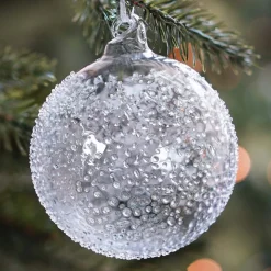 Clear Glass Bauble With Splinters | 10 Cm