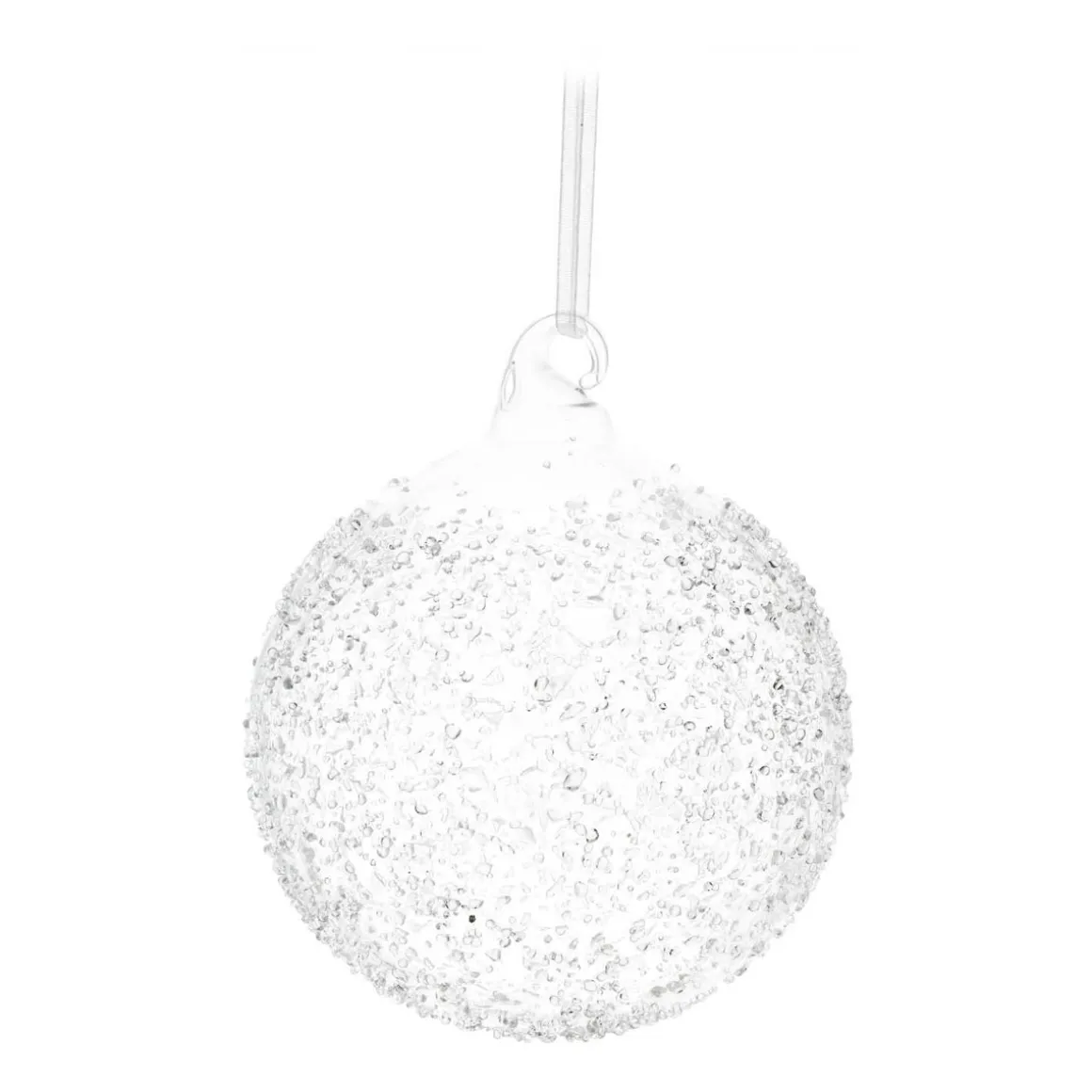 Clear Glass Bauble With Splinters | 10 Cm