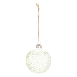 Clear Glass Christmas Baubles With Splinters 8cm Eucalyptus