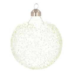 Clear Glass Christmas Baubles With Splinters 10cm Eucalyptus