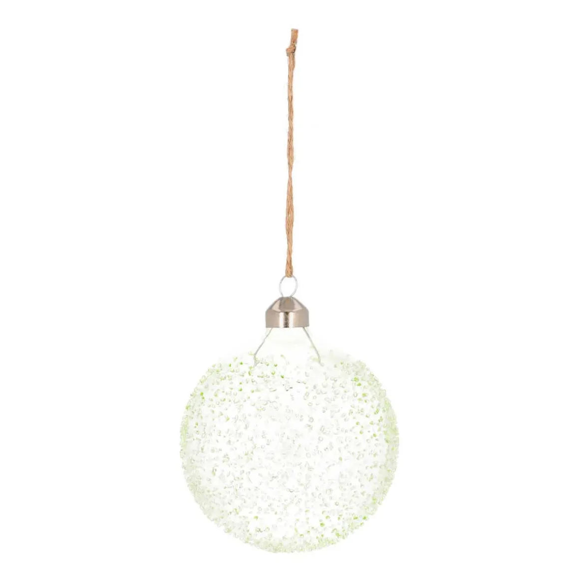 Clear Glass Christmas Baubles With Splinters 10cm Eucalyptus