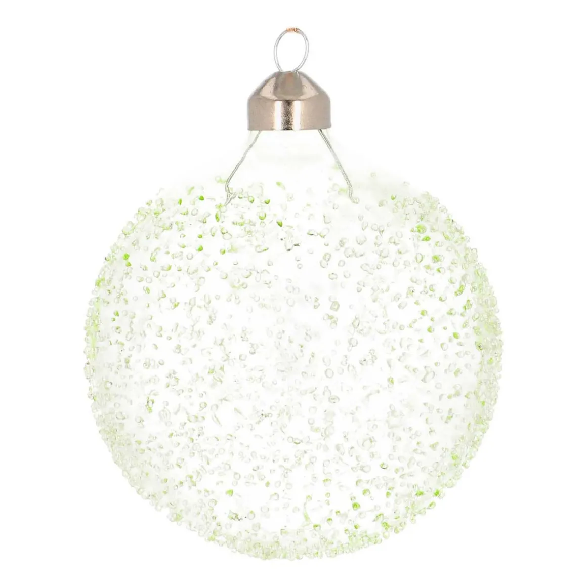 Clear Glass Christmas Baubles With Splinters 10cm Eucalyptus