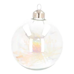 Clear Glass Christmas Bauble With Dry Flowers 8cm