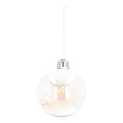 Clear Glass Christmas Bauble With Dry Flowers 8cm