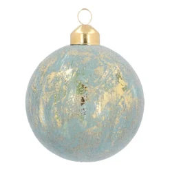 Clear Glass Velvet Christmas Bauble 8cm Gold Grey