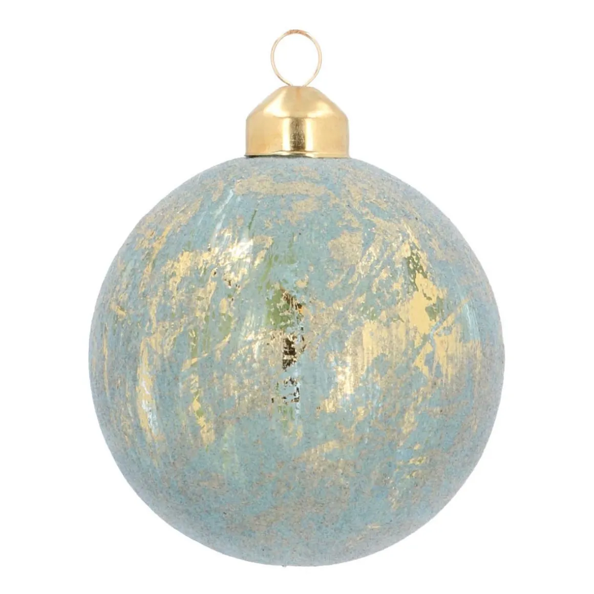 Clear Glass Velvet Christmas Bauble 8cm Gold Grey