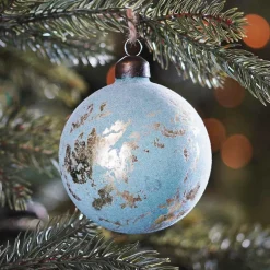 Clear Glass Velvet Christmas Bauble 8cm Gold Grey