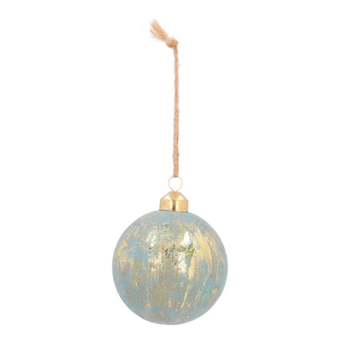 Clear Glass Velvet Christmas Bauble 8cm Gold Grey