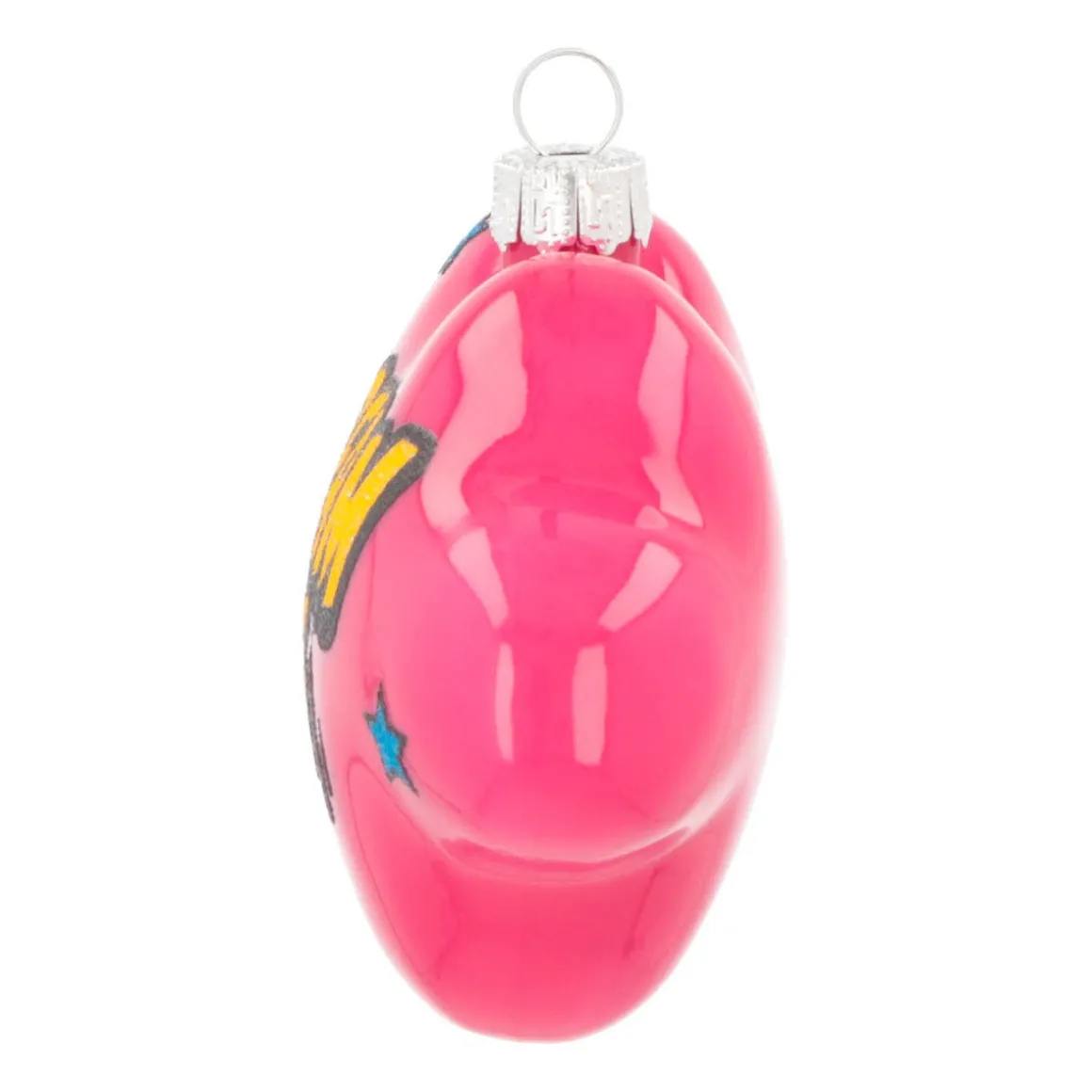 Cloud With Text Dream Big Pop Art Ornament, Glass, Pink-Yellow, 11cm/4.5in