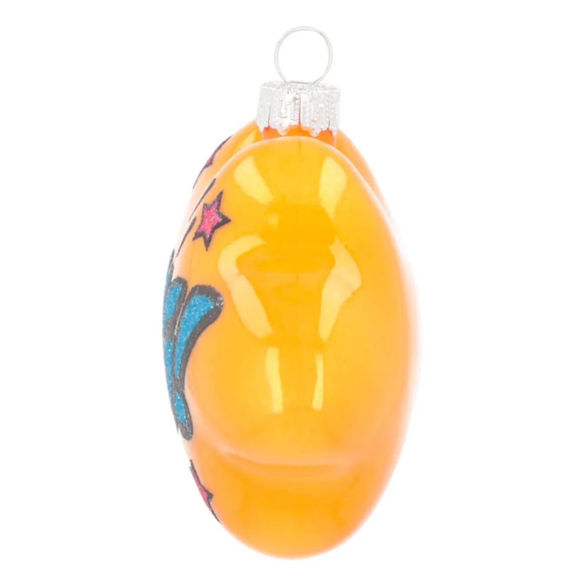Cloud With Text OMG! Pop Art Ornament, Glass, Yellow-Blue, 11cm/4.5in