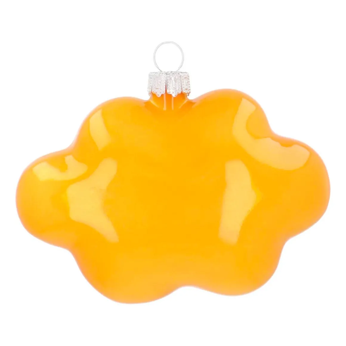 Cloud With Text OMG! Pop Art Ornament, Glass, Yellow-Blue, 11cm/4.5in