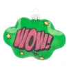 Cloud With Text Wow! Pop Art Ornament, Glass, Green-Pink, 11cm/4.5in