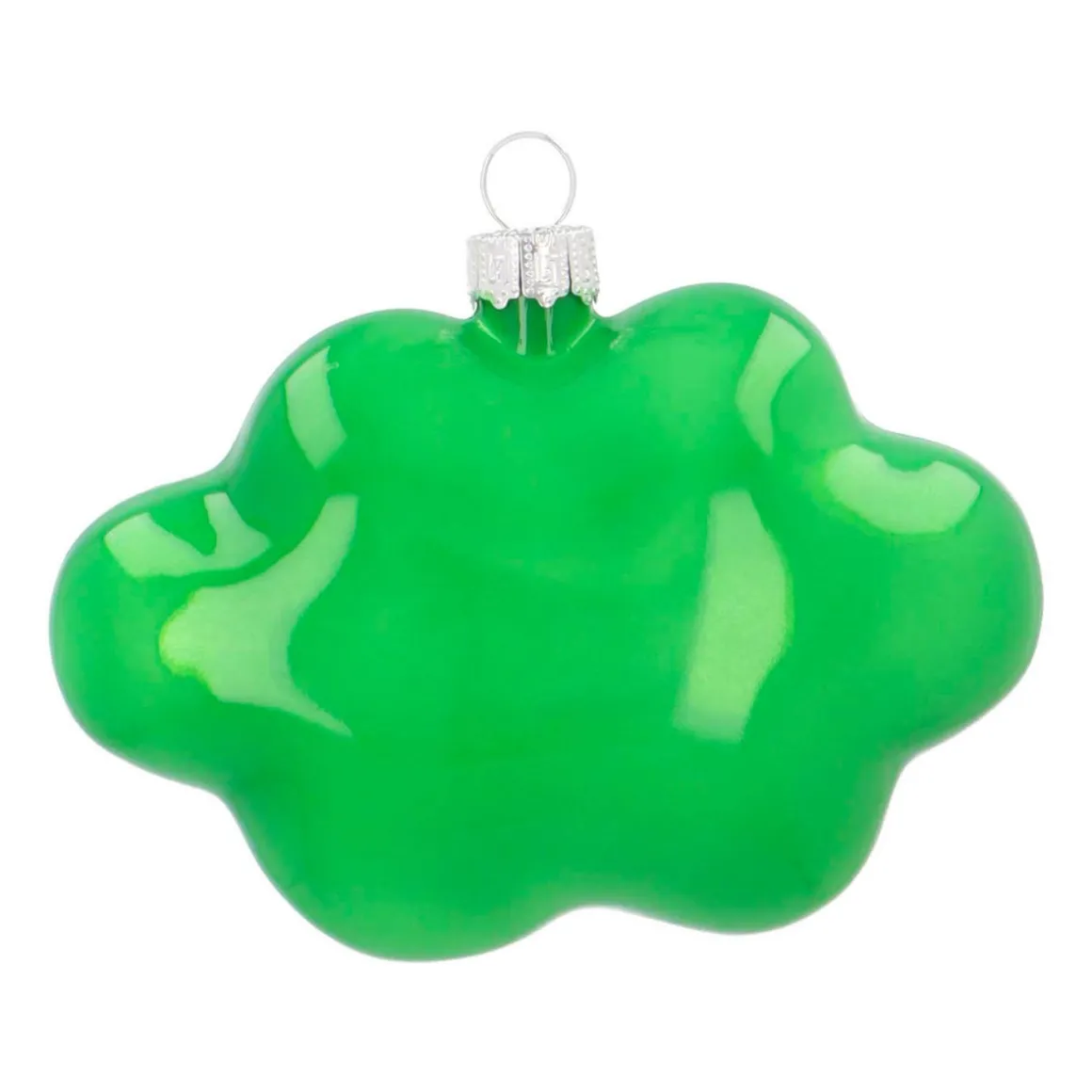 Cloud With Text Wow! Pop Art Ornament, Glass, Green-Pink, 11cm/4.5in
