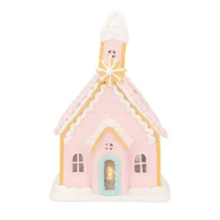 Cookie Church Cottage | LED | Clay | Pastel Pink | 19cm High