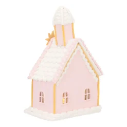 Cookie Church Cottage | LED | Clay | Pastel Pink | 19cm High
