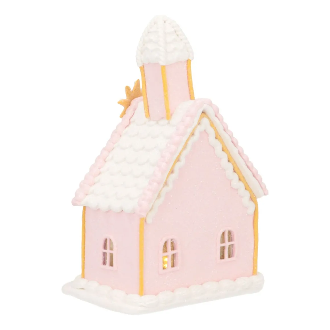 Cookie Church Cottage | LED | Clay | Pastel Pink | 19cm High