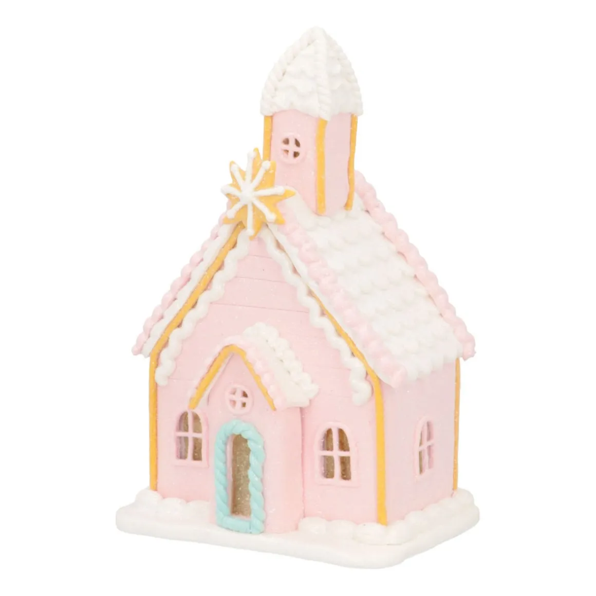 Cookie Church Cottage | LED | Clay | Pastel Pink | 19cm High