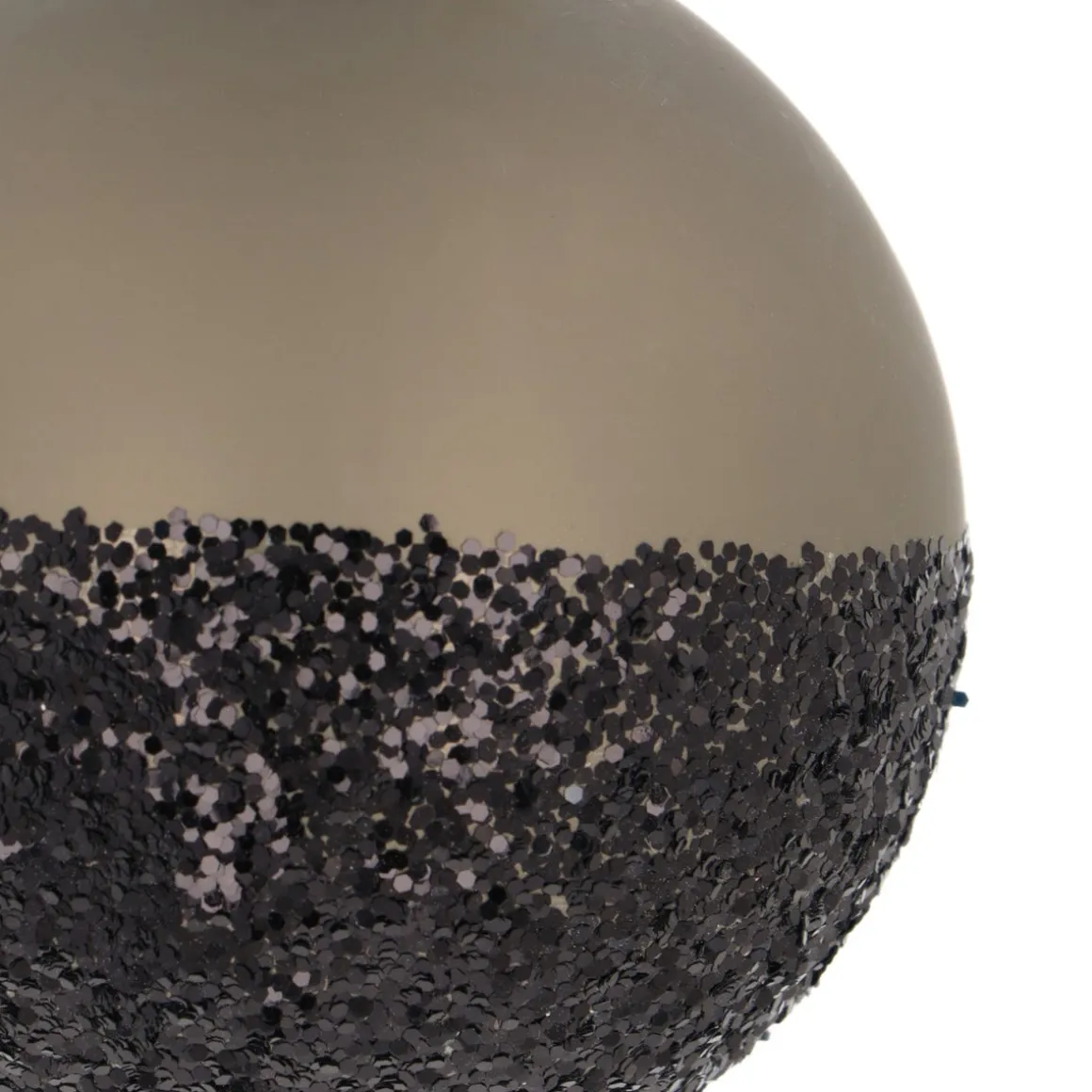 Cottage Green Christmas Bauble With Black Glitter Dip