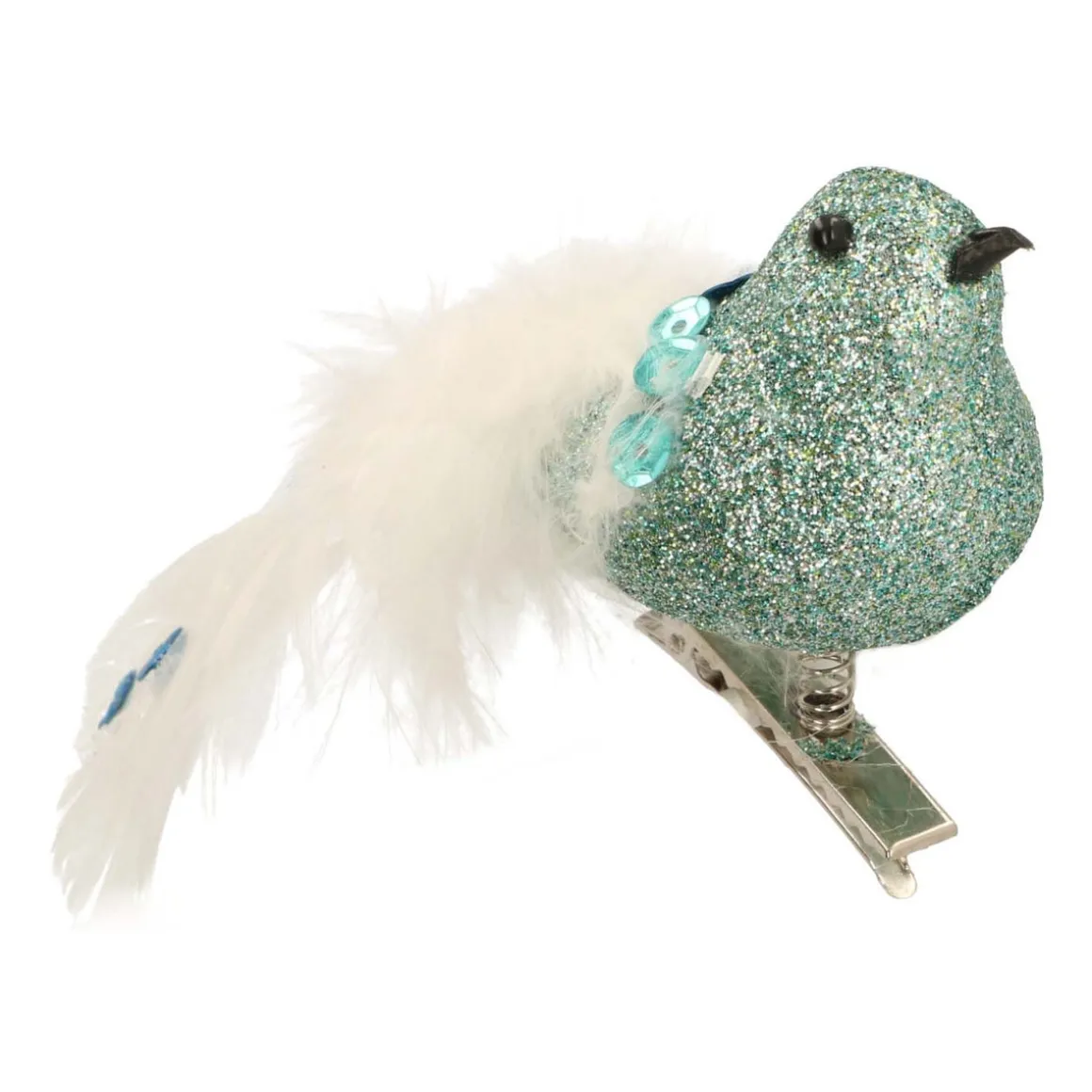 Cottage Green White Clip On Bird Ornament | 15 Cm
