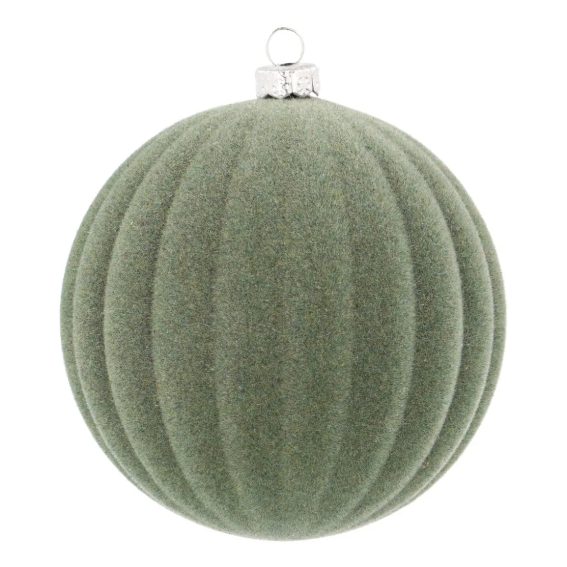 Cotton Green Velvet Christmas Bauble With Relief