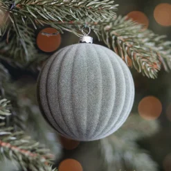 Cotton Green Velvet Christmas Bauble With Relief