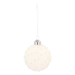 Cozy Wool White Christmas Bauble With Glitters And Dots