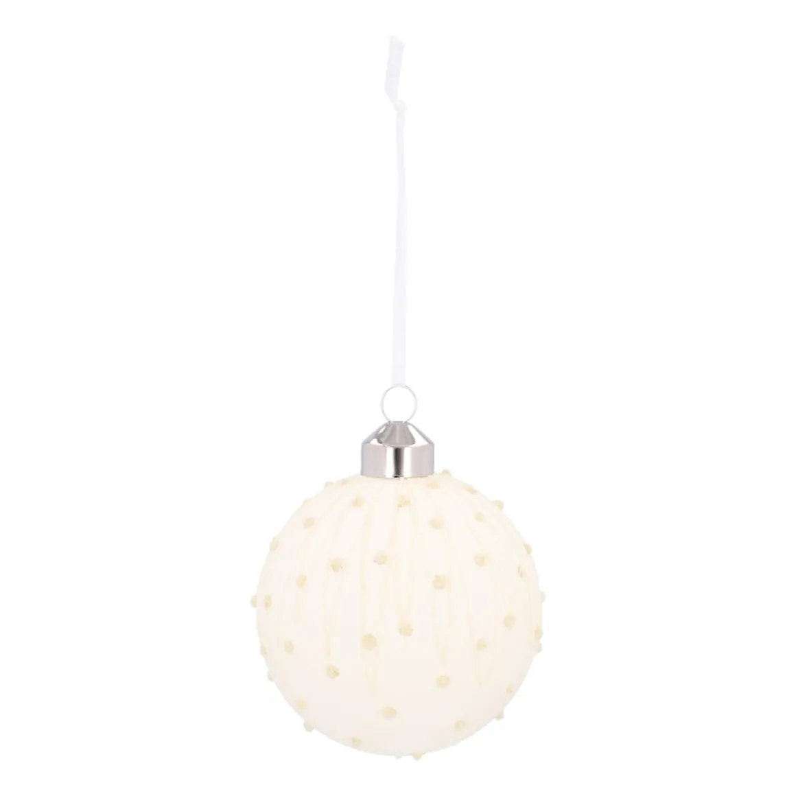 Cozy Wool White Christmas Bauble With Glitters And Dots
