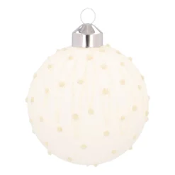 Cozy Wool White Christmas Bauble With Glitters And Dots