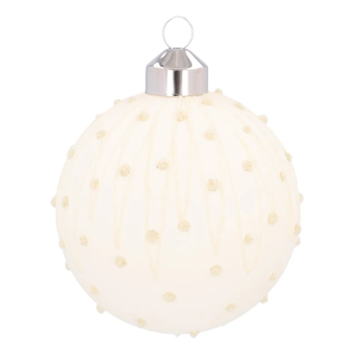 Cozy Wool White Christmas Bauble With Glitters And Dots