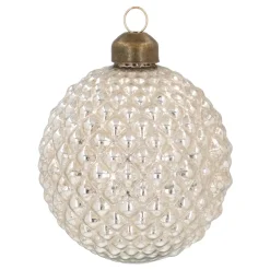Crackle Champagne Christmas Bauble With Diamond Relief