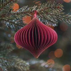 Dark Red Paper Christmas Ornament 8 Cm