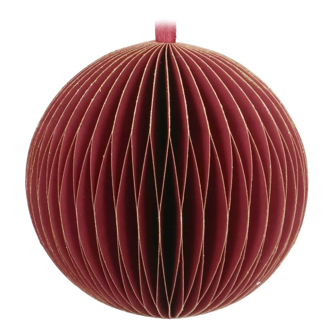 Dark Red Paper Christmas Bauble 8 Cm
