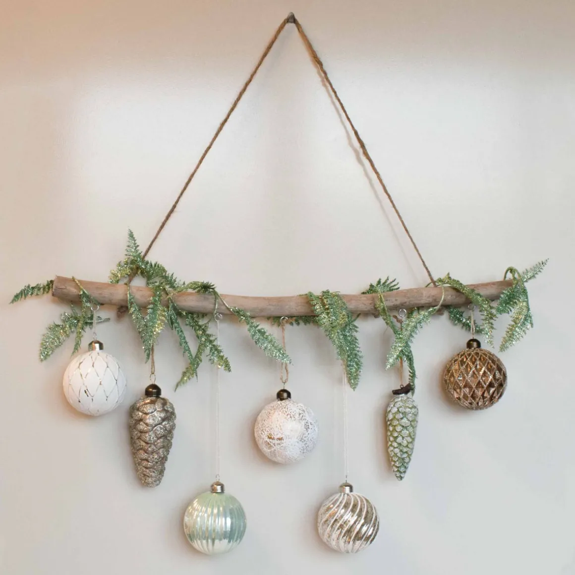Decorative Hanging Branch With Hooks 60cm Grey
