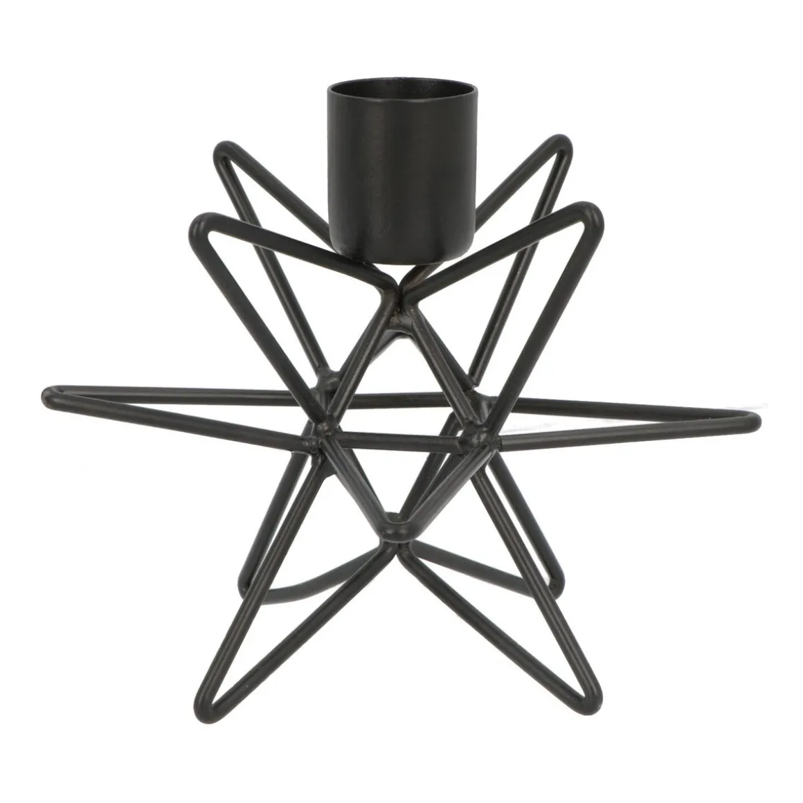 Design Candle Holder Matt Black | Metal Star | 12 Cm