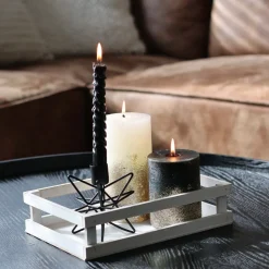 Design Candle Holder Matt Black | Metal Star | 12 Cm