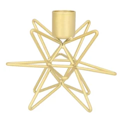 Design Candle Holder Matt Gold | Metal Star | 12 Cm