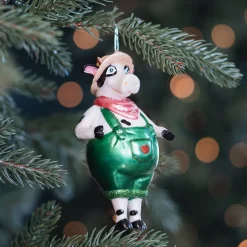 Detailed Cow Ornament In Dungarees