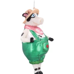 Detailed Cow Ornament In Dungarees