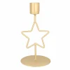 Dinner Candle Holder With Star | 15 Cm | Matt Gold | Metal