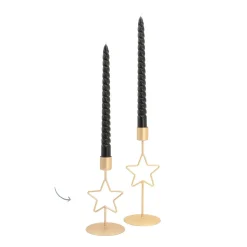 Dinner Candle Holder With Star | 15 Cm | Matt Gold | Metal