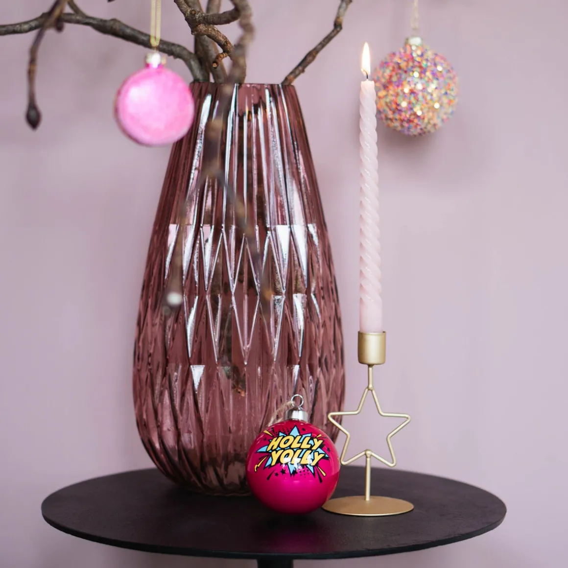 Dinner Candle Holder With Star | 15 Cm | Matt Gold | Metal