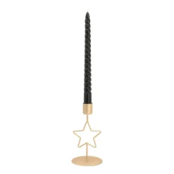 Dinner Candle Holder With Star | 15 Cm | Matt Gold | Metal
