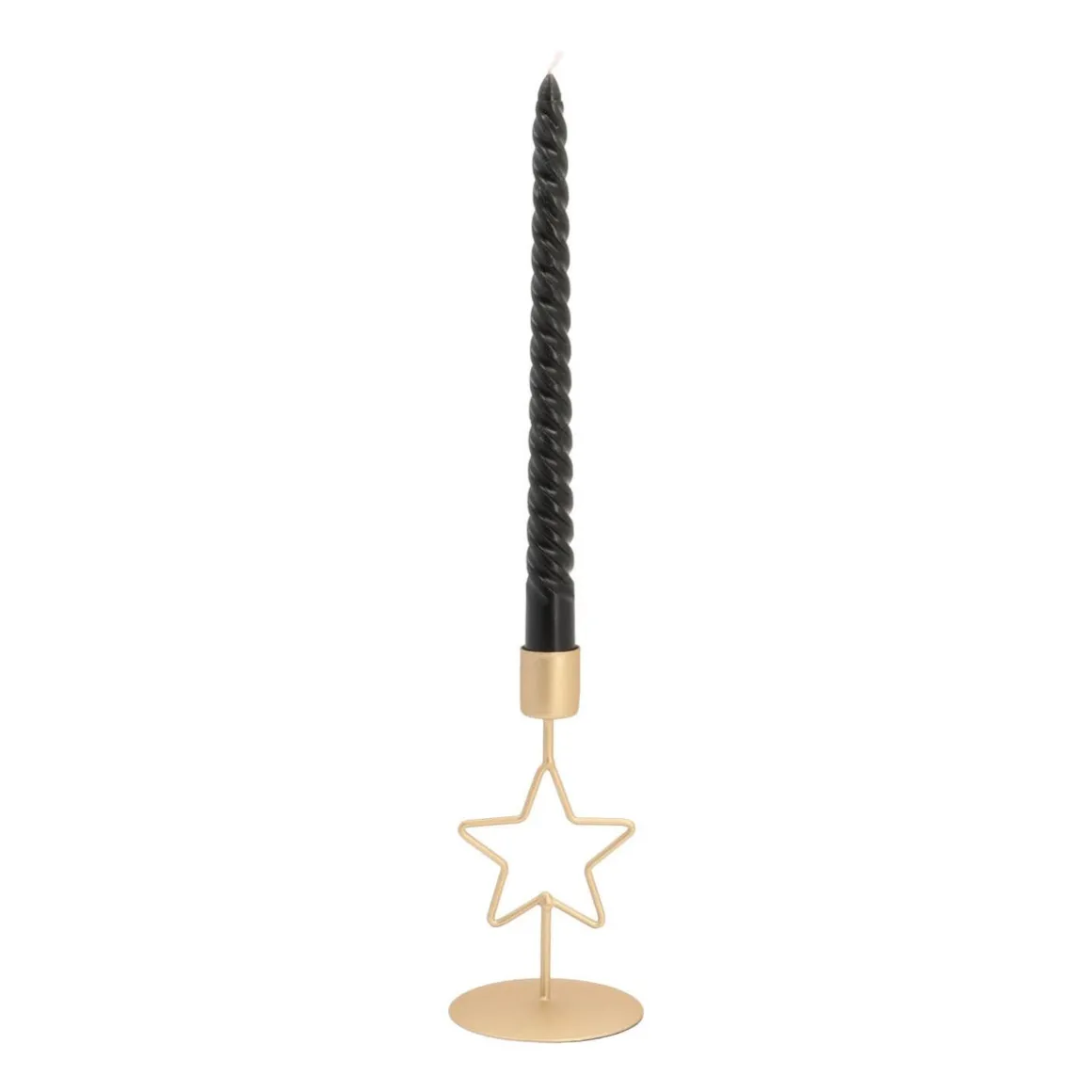 Dinner Candle Holder With Star | 15 Cm | Matt Gold | Metal