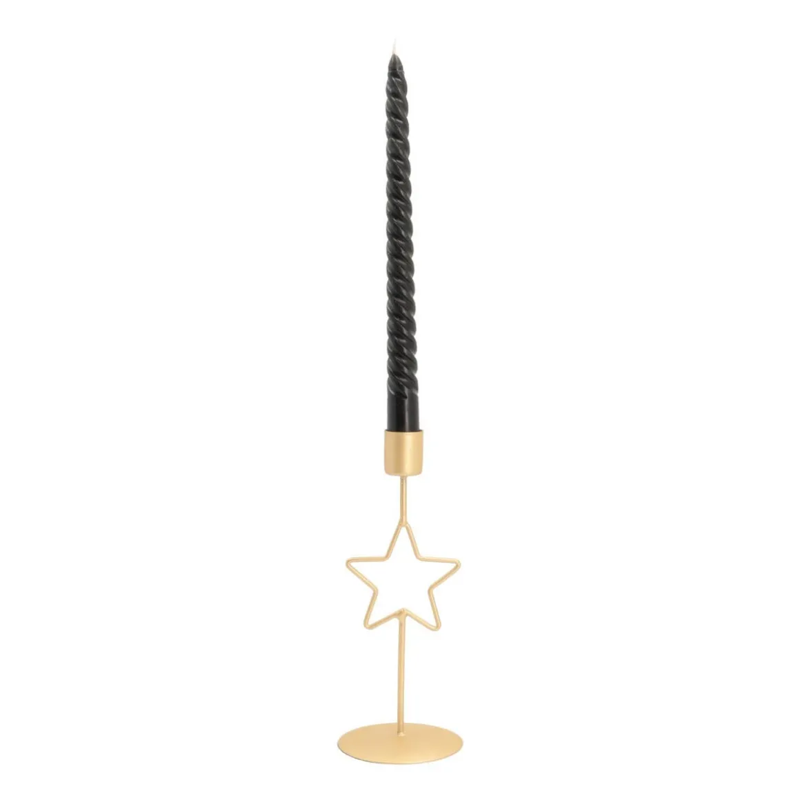 Dinner Candle Holder With Star | 20 Cm | Matt Gold | Metal