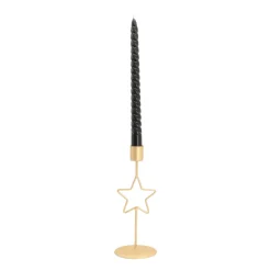 Dinner Candle Holder With Star | 20 Cm | Matt Gold | Metal