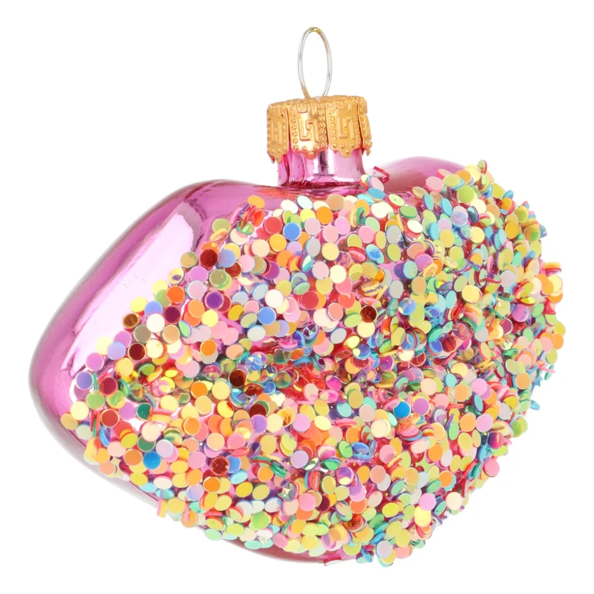 Disco Pink Lips Ornament With Sparkles