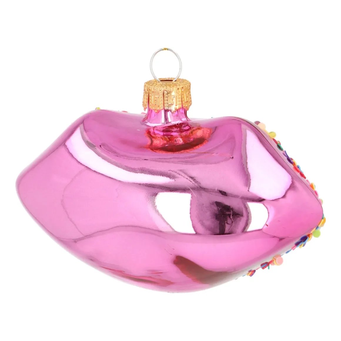 Disco Pink Lips Ornament With Sparkles