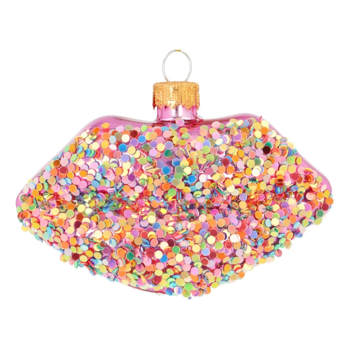 Disco Pink Lips Ornament With Sparkles
